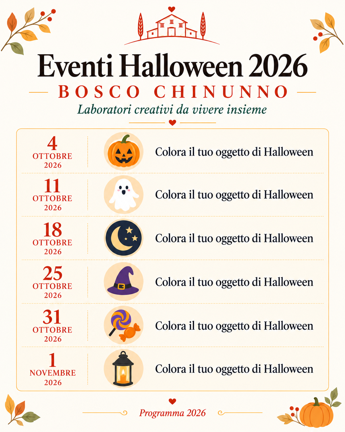 Calnedario eventi didattici del 2026